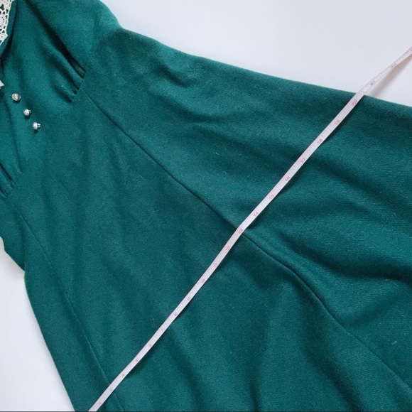 Vintage Green & Cream Lace Halter Top Maxi Dress S - Picture 12 of 15